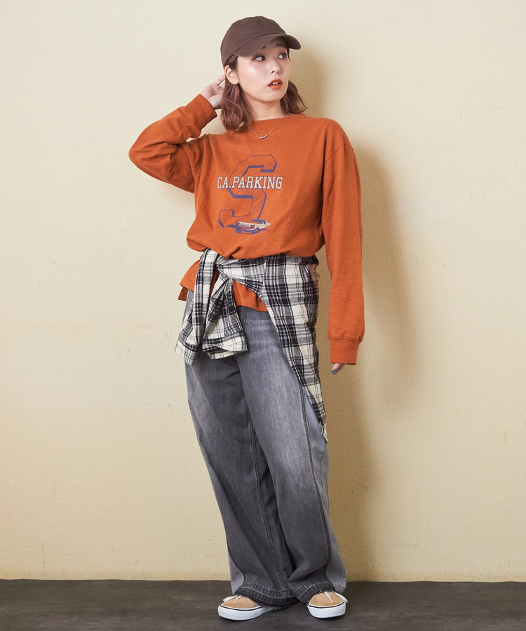 CUBE SUGAR(キューブシュガー) |【秋新作】10/-スラブ天竺 袖プリント ロング Tシャツ