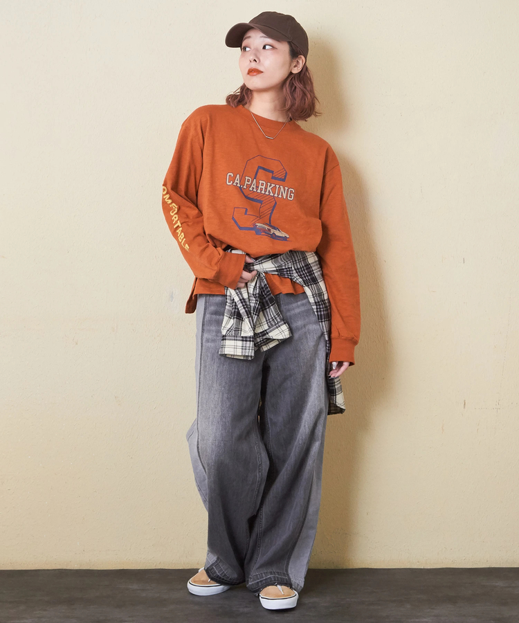 CUBE SUGAR(キューブシュガー) |【秋新作】10/-スラブ天竺 袖プリント ロング Tシャツ