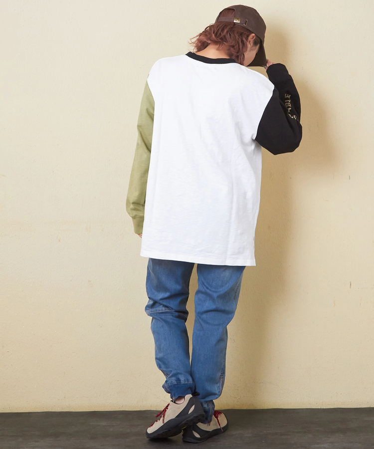 CUBE SUGAR(キューブシュガー) |【秋新作】10/-スラブ天竺 袖プリント ロング Tシャツ
