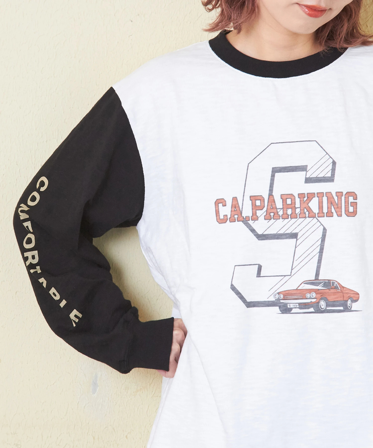 CUBE SUGAR(キューブシュガー) |【秋新作】10/-スラブ天竺 袖プリント ロング Tシャツ
