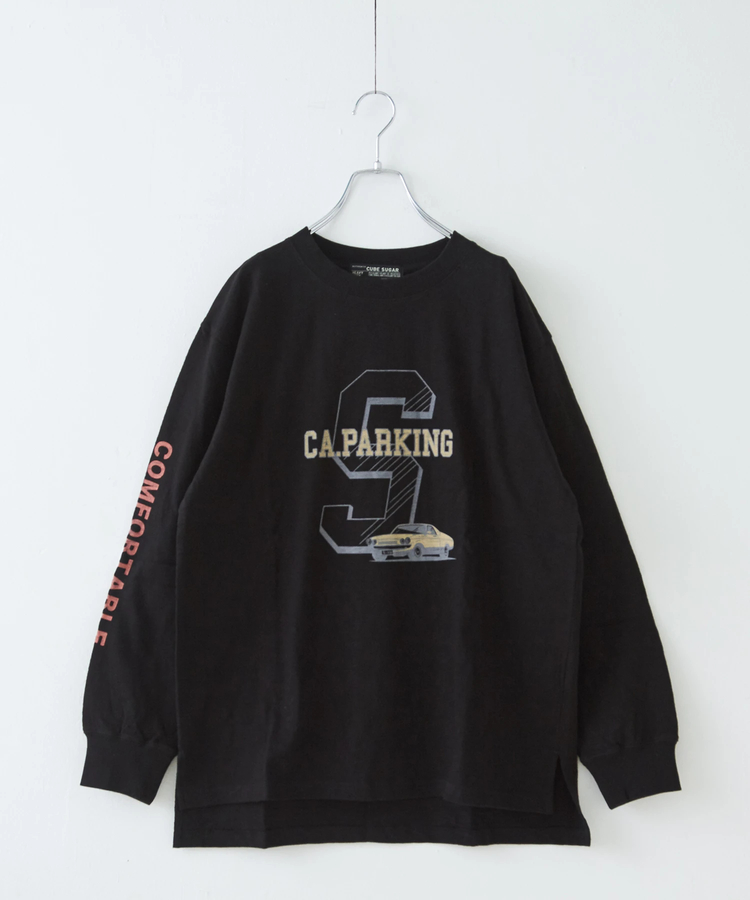 CUBE SUGAR(キューブシュガー) |【秋新作】10/-スラブ天竺 袖プリント ロング Tシャツ