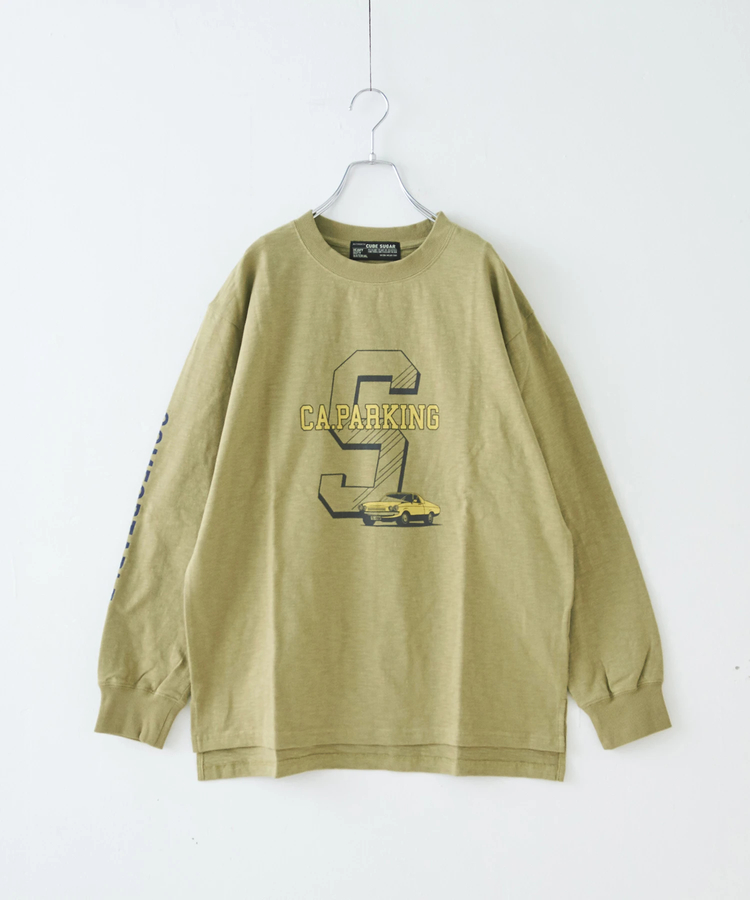 CUBE SUGAR(キューブシュガー) |【秋新作】10/-スラブ天竺 袖プリント ロング Tシャツ