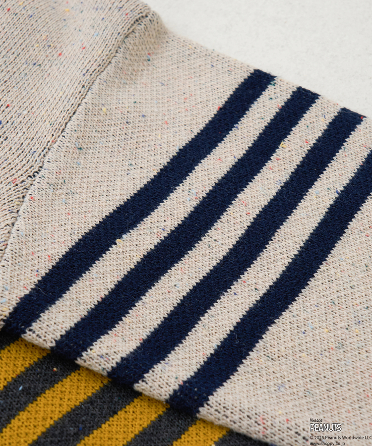 CUBE SUGAR(キューブシュガー) |【セール除外商品】【秋冬新作】PEANUTS ( ピーナッツ ) ネップヤーン ライン入り Vネック プルオーバー ニット