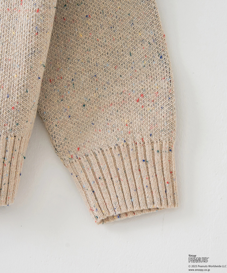 CUBE SUGAR(キューブシュガー) |【セール除外商品】【秋冬新作】PEANUTS ( ピーナッツ ) ネップヤーン ライン入り Vネック プルオーバー ニット