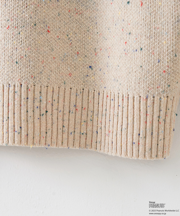 CUBE SUGAR(キューブシュガー) |【セール除外商品】【秋冬新作】PEANUTS ( ピーナッツ ) ネップヤーン ライン入り Vネック プルオーバー ニット