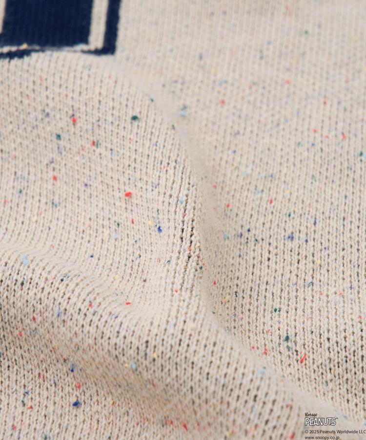 CUBE SUGAR(キューブシュガー) |【セール除外商品】【秋冬新作】PEANUTS ( ピーナッツ ) ネップヤーン ライン入り Vネック プルオーバー ニット