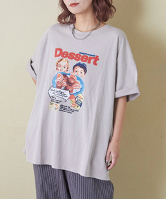 パウダー加工 グラフィック プリント Tシャツ