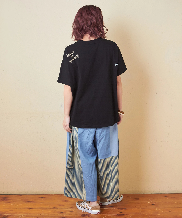 CUBE SUGAR(キューブシュガー) |天竺 ランダム 刺繍 Tシャツ