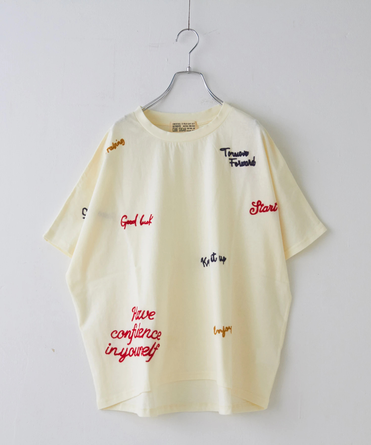 CUBE SUGAR(キューブシュガー) |天竺 ランダム 刺繍 Tシャツ