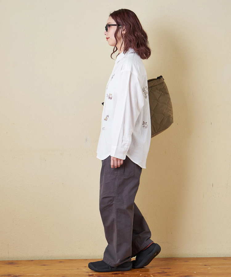 CUBE SUGAR(キューブシュガー) |【秋冬新作】インド 起毛 シーチング 刺繍 ビッグシャツ