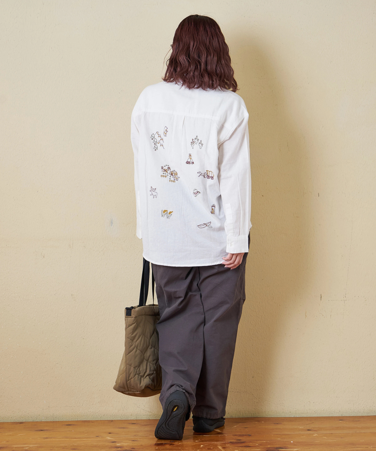 CUBE SUGAR(キューブシュガー) |【秋冬新作】インド 起毛 シーチング 刺繍 ビッグシャツ