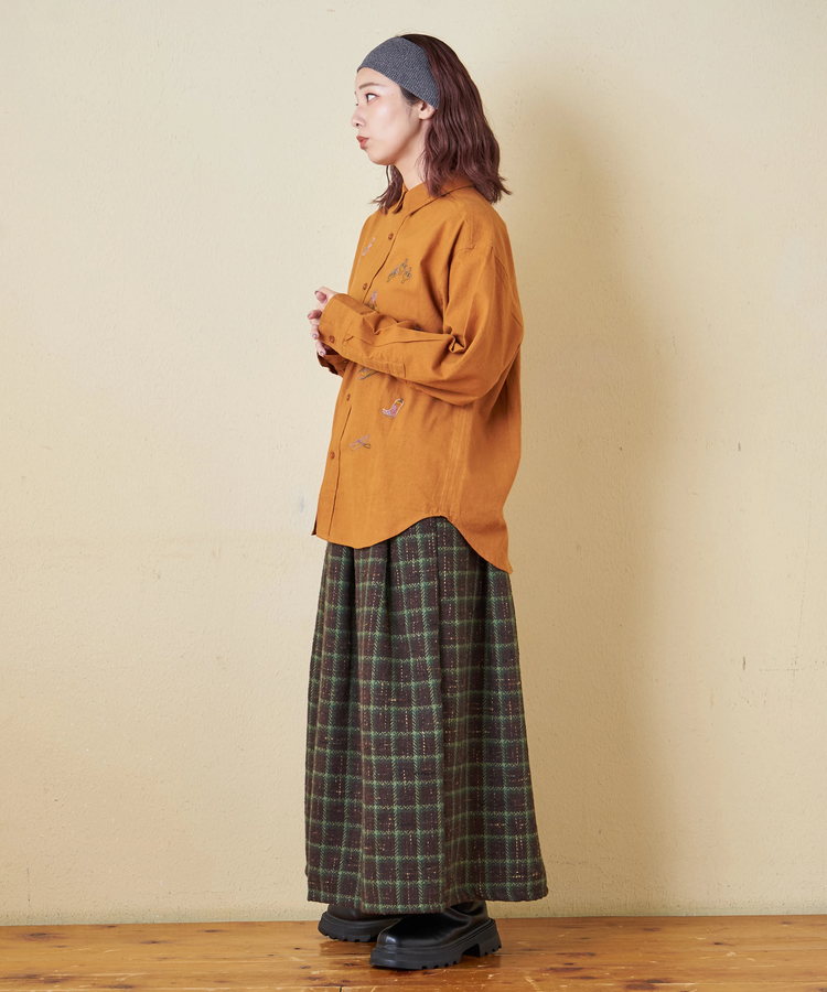 CUBE SUGAR(キューブシュガー) |【秋冬新作】インド 起毛 シーチング 刺繍 ビッグシャツ