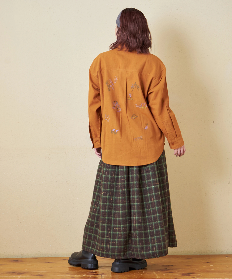 CUBE SUGAR(キューブシュガー) |【秋冬新作】インド 起毛 シーチング 刺繍 ビッグシャツ