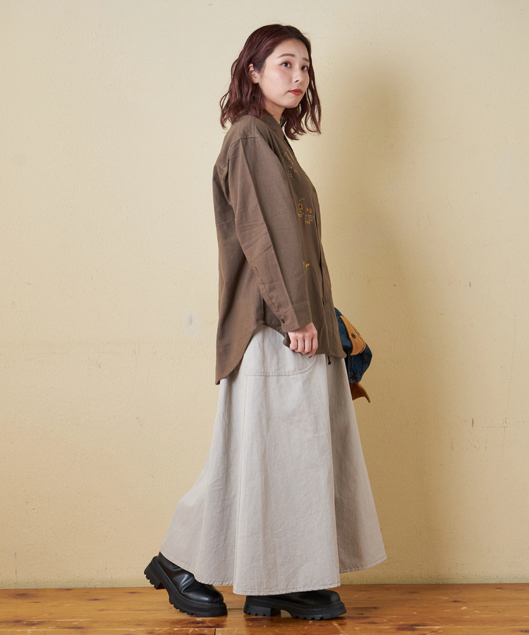 CUBE SUGAR(キューブシュガー) |【秋冬新作】インド 起毛 シーチング 刺繍 ビッグシャツ