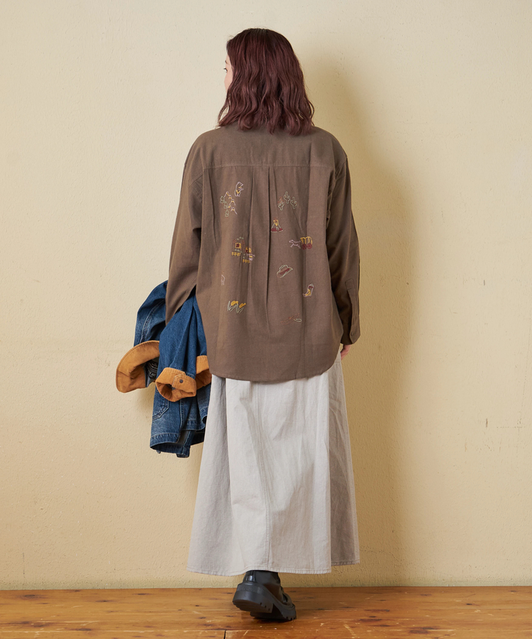 CUBE SUGAR(キューブシュガー) |【秋冬新作】インド 起毛 シーチング 刺繍 ビッグシャツ