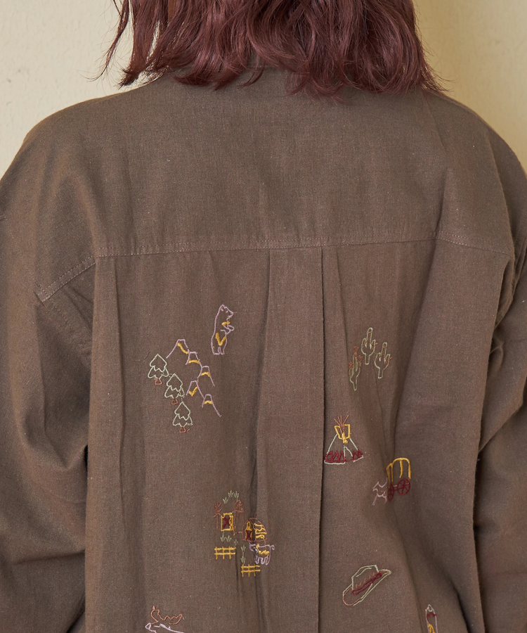 CUBE SUGAR(キューブシュガー) |【秋冬新作】インド 起毛 シーチング 刺繍 ビッグシャツ