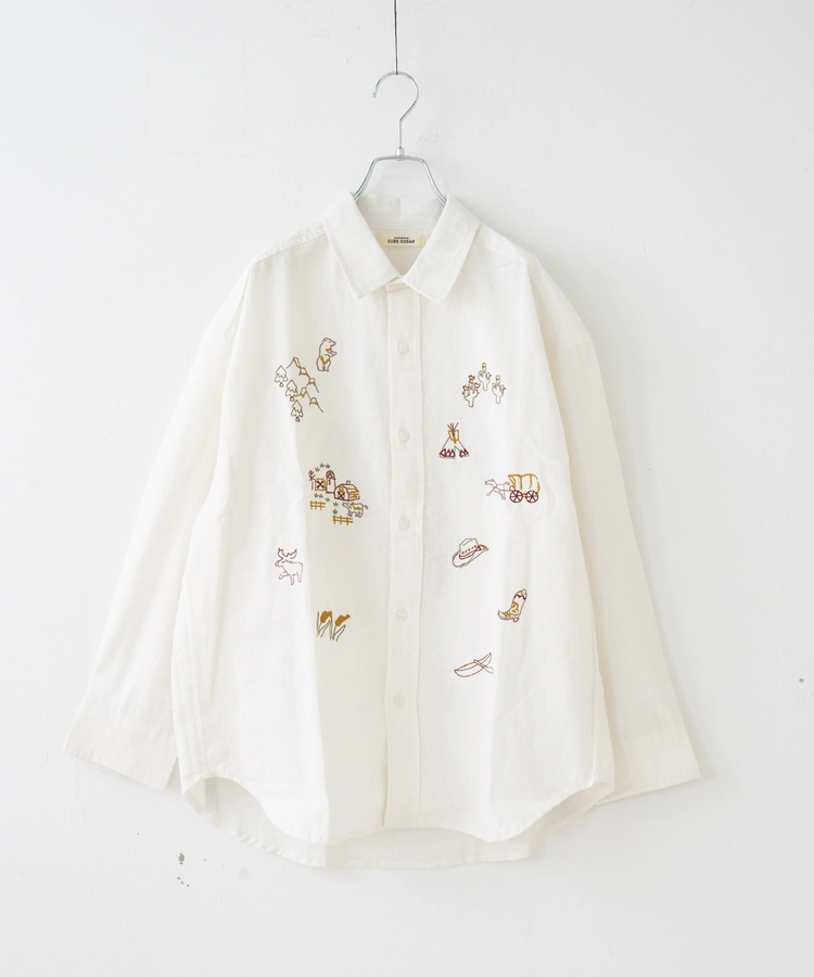 CUBE SUGAR(キューブシュガー) |【秋冬新作】インド 起毛 シーチング 刺繍 ビッグシャツ