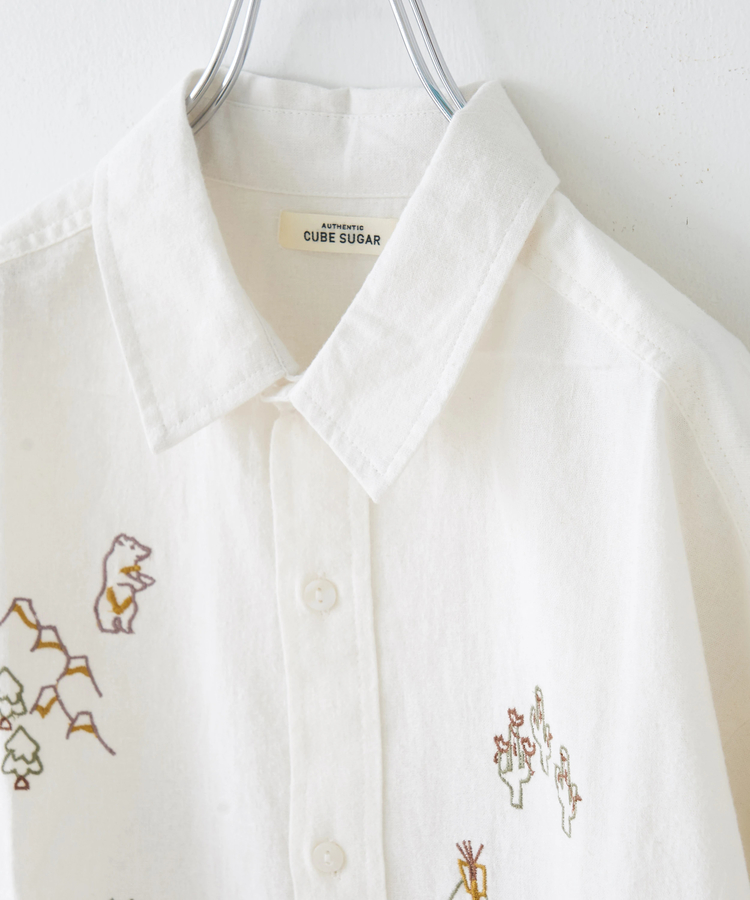 CUBE SUGAR(キューブシュガー) |【秋冬新作】インド 起毛 シーチング 刺繍 ビッグシャツ