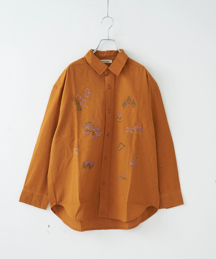 CUBE SUGAR(キューブシュガー) |【秋冬新作】インド 起毛 シーチング 刺繍 ビッグシャツ