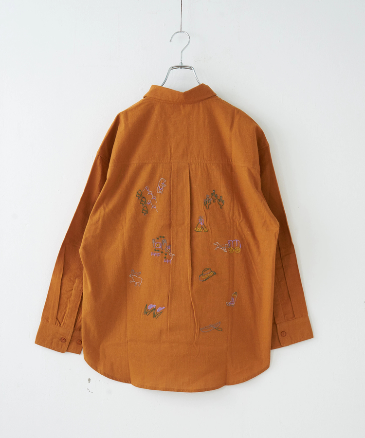 CUBE SUGAR(キューブシュガー) |【秋冬新作】インド 起毛 シーチング 刺繍 ビッグシャツ