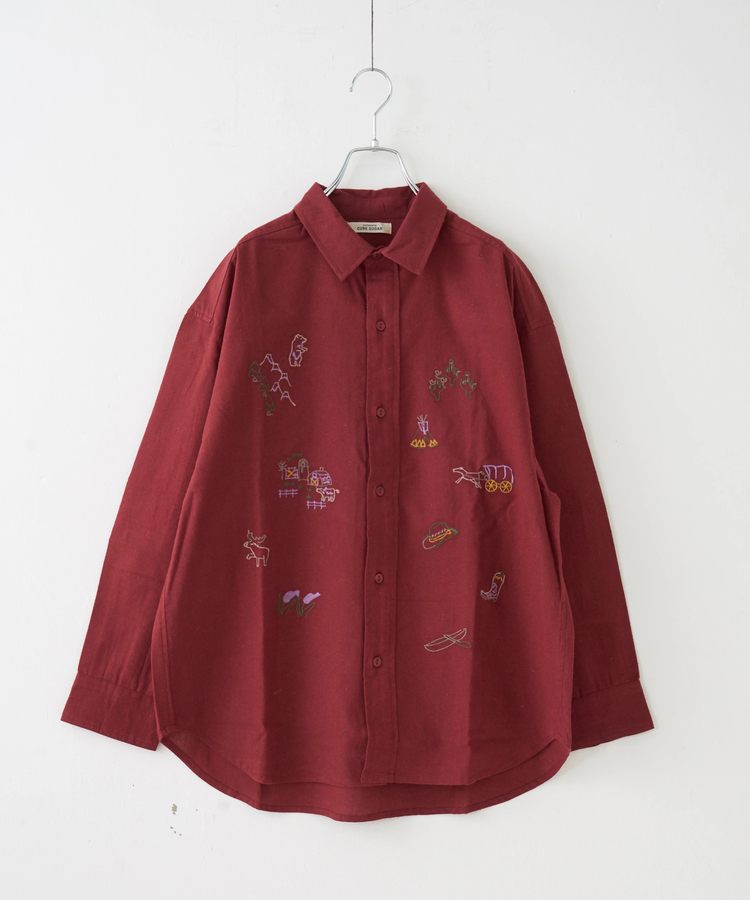 CUBE SUGAR(キューブシュガー) |【秋冬新作】インド 起毛 シーチング 刺繍 ビッグシャツ