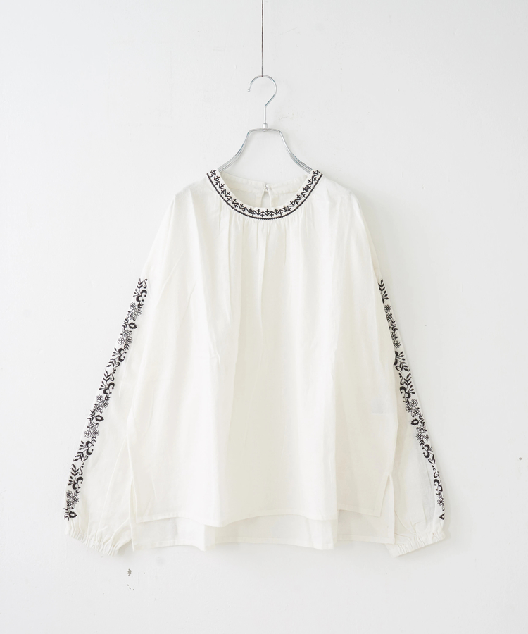 CUBE SUGAR(キューブシュガー) |【秋冬新作】インド 起毛 シーチング 刺繍 プルオーバー ブラウス
