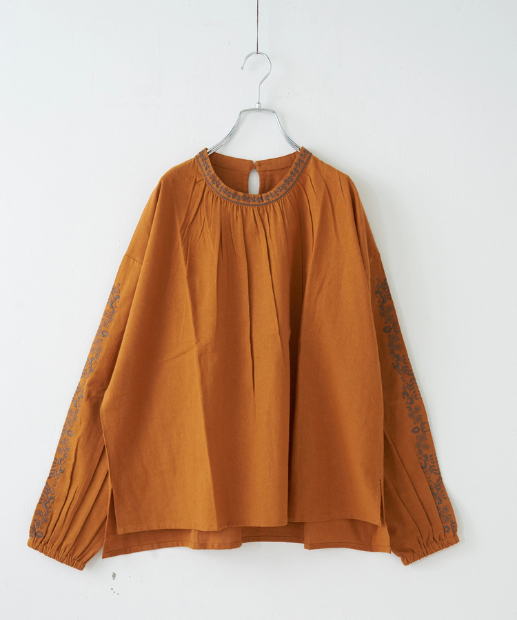 CUBE SUGAR(キューブシュガー) |【秋冬新作】インド 起毛 シーチング 刺繍 プルオーバー ブラウス