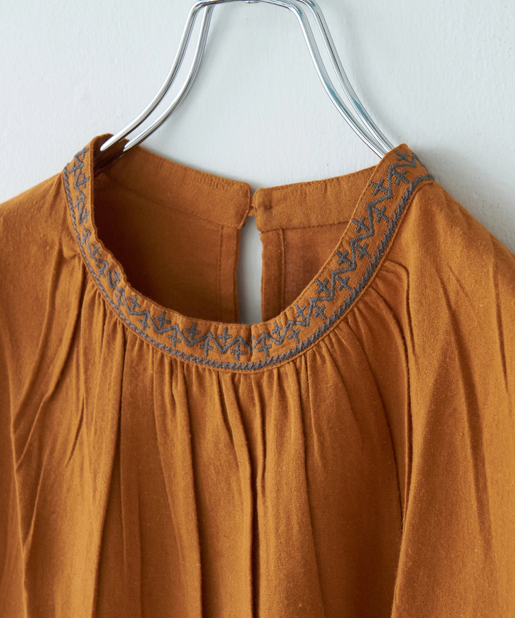 CUBE SUGAR(キューブシュガー) |【秋冬新作】インド 起毛 シーチング 刺繍 プルオーバー ブラウス