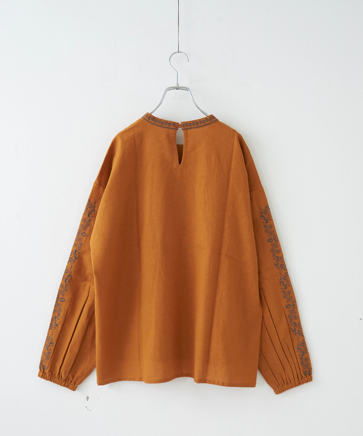 CUBE SUGAR(キューブシュガー) |【秋冬新作】インド 起毛 シーチング 刺繍 プルオーバー ブラウス