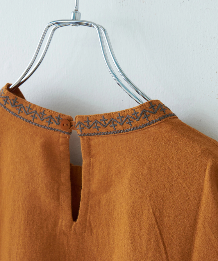 CUBE SUGAR(キューブシュガー) |【秋冬新作】インド 起毛 シーチング 刺繍 プルオーバー ブラウス