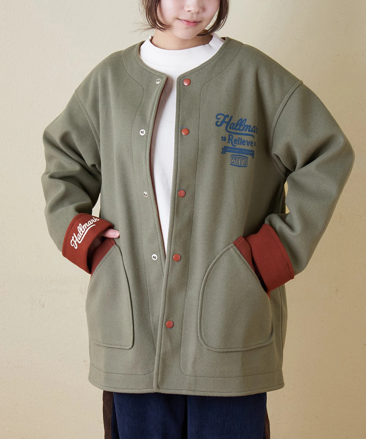 CUBE SUGAR(キューブシュガー) |【秋冬新作】ウールフィール 配色 ノーカラー ジャケット