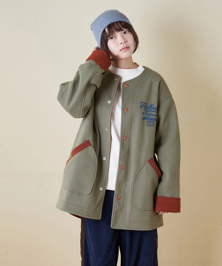 CUBE SUGAR(キューブシュガー) |【秋冬新作】ウールフィール 配色 ノーカラー ジャケット