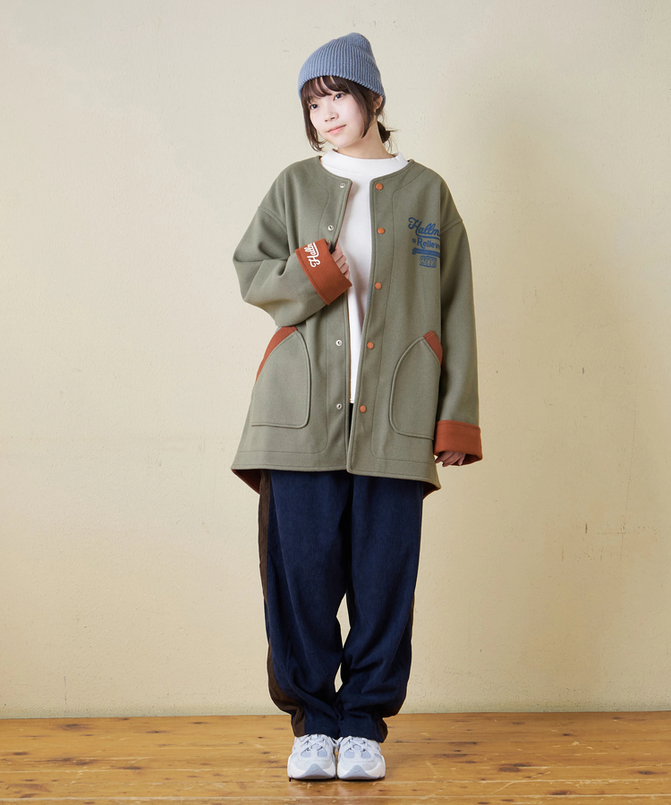 CUBE SUGAR(キューブシュガー) |【秋冬新作】ウールフィール 配色 ノーカラー ジャケット