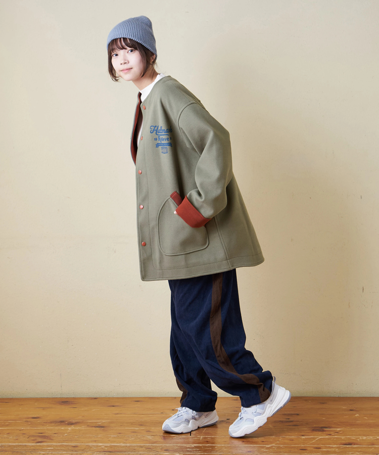 CUBE SUGAR(キューブシュガー) |【秋冬新作】ウールフィール 配色 ノーカラー ジャケット