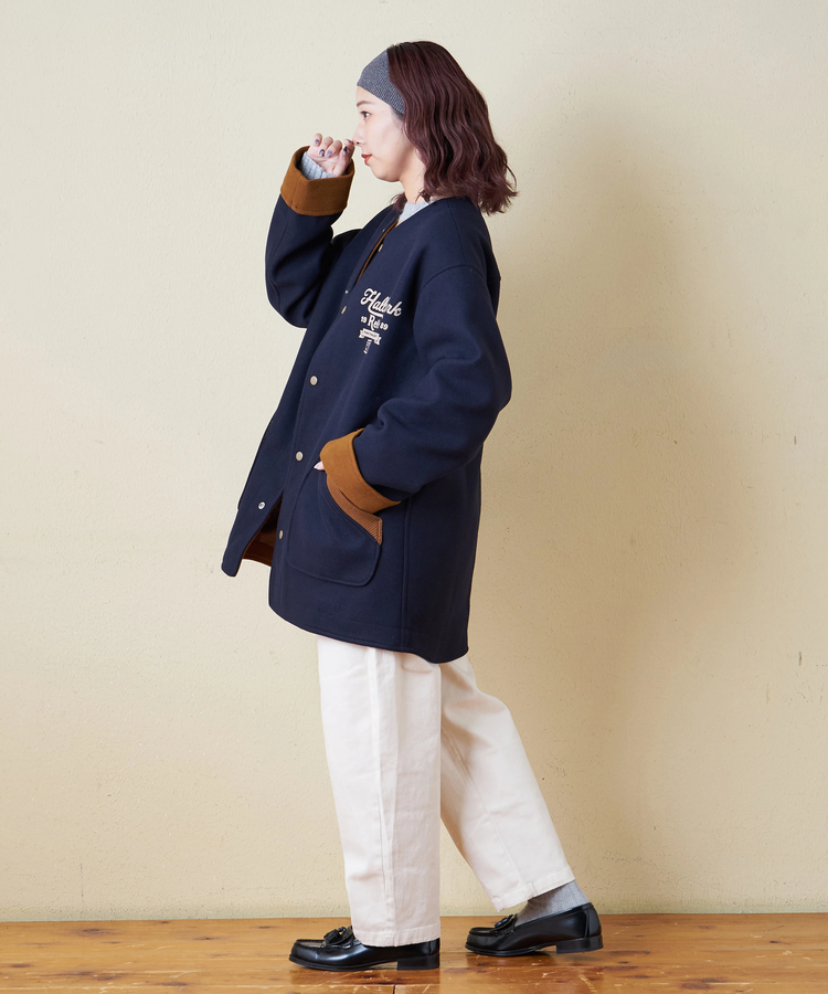 CUBE SUGAR(キューブシュガー) |【秋冬新作】ウールフィール 配色 ノーカラー ジャケット