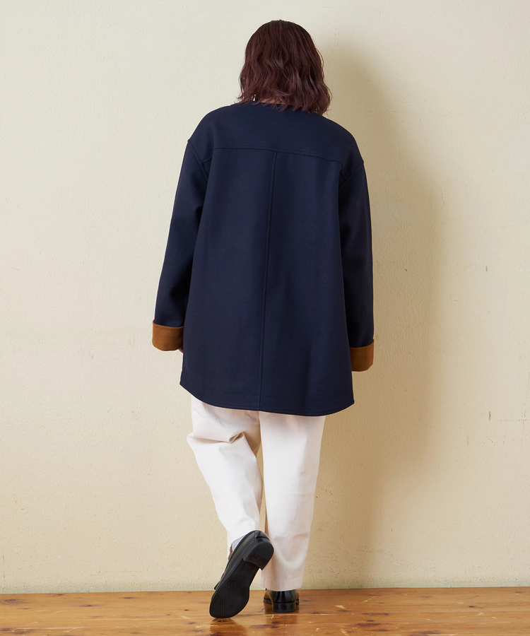 CUBE SUGAR(キューブシュガー) |【秋冬新作】ウールフィール 配色 ノーカラー ジャケット