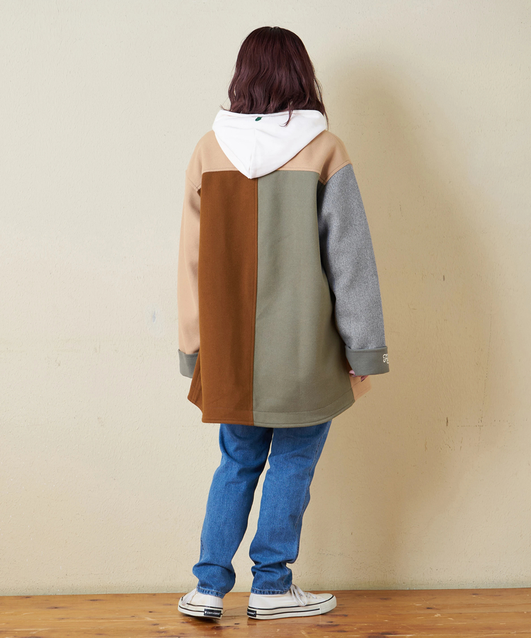 CUBE SUGAR(キューブシュガー) |【秋冬新作】ウールフィール 配色 ノーカラー ジャケット