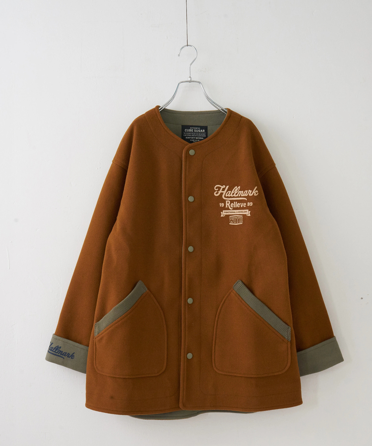 CUBE SUGAR(キューブシュガー) |【秋冬新作】ウールフィール 配色 ノーカラー ジャケット