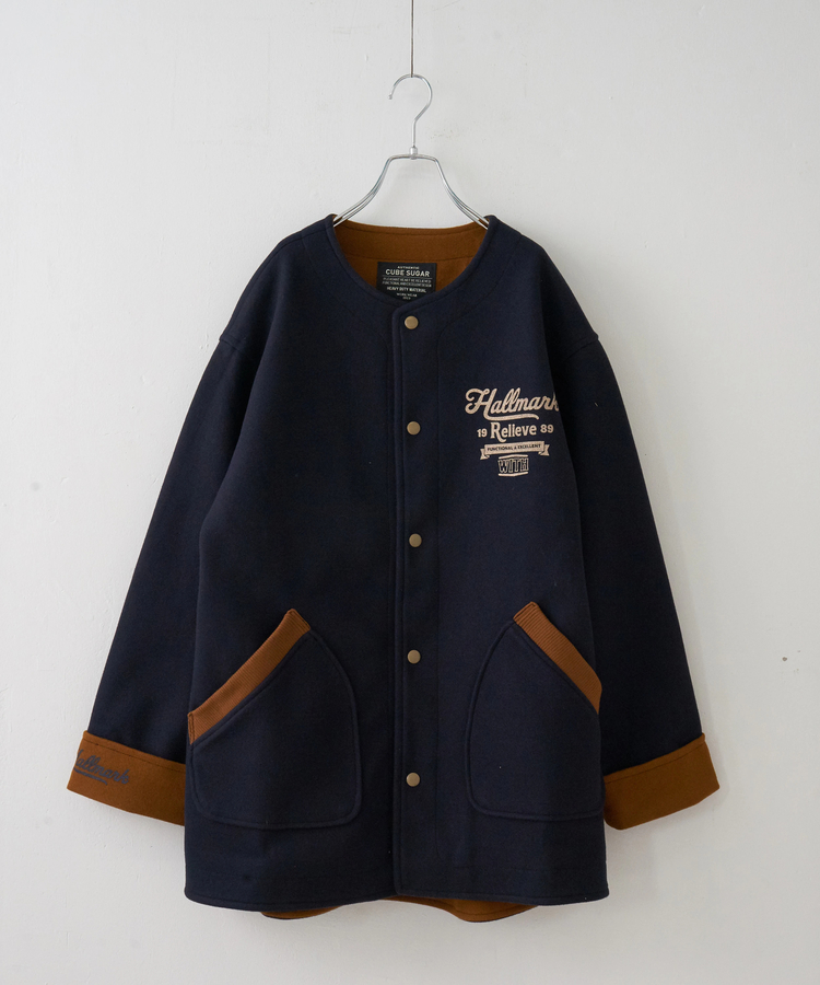 CUBE SUGAR(キューブシュガー) |【秋冬新作】ウールフィール 配色 ノーカラー ジャケット