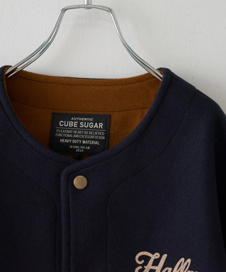 CUBE SUGAR(キューブシュガー) |【秋冬新作】ウールフィール 配色 ノーカラー ジャケット