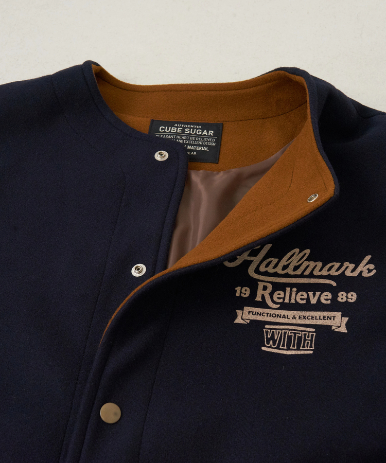 CUBE SUGAR(キューブシュガー) |【秋冬新作】ウールフィール 配色 ノーカラー ジャケット