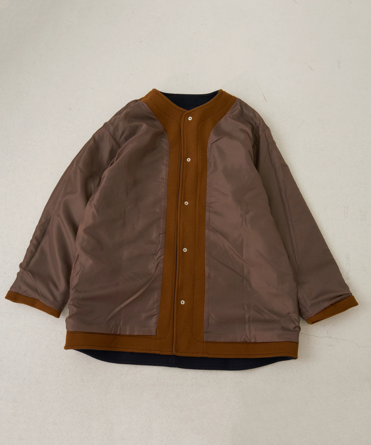 CUBE SUGAR(キューブシュガー) |【秋冬新作】ウールフィール 配色 ノーカラー ジャケット