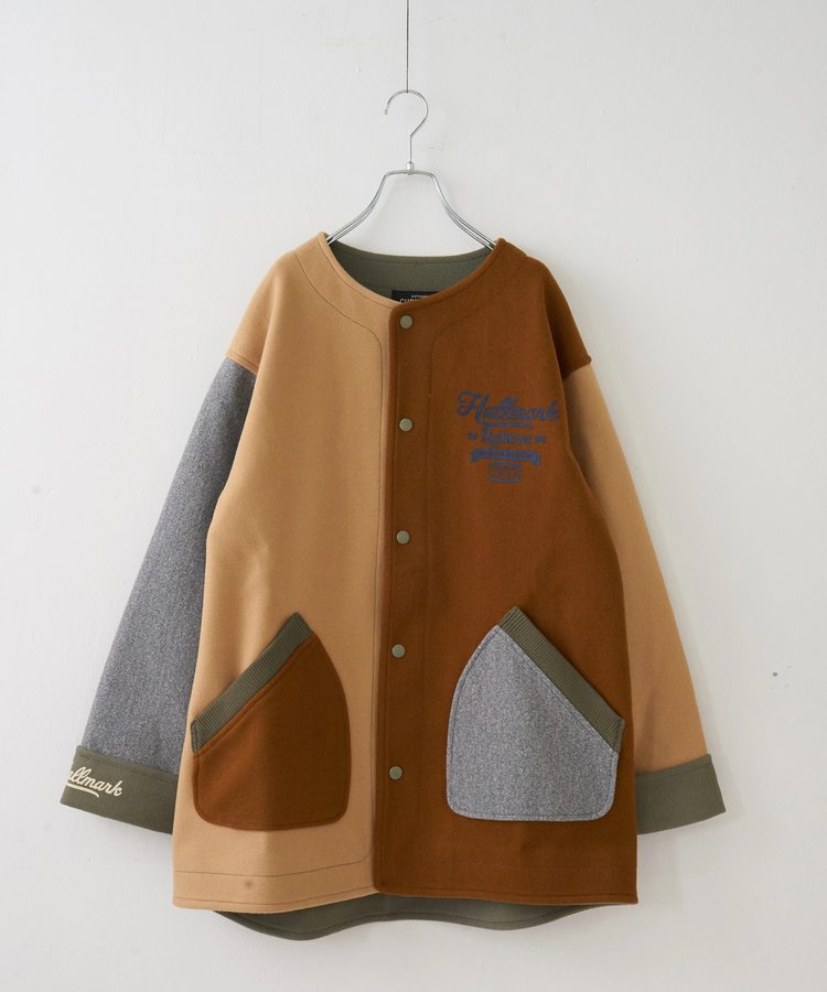 CUBE SUGAR(キューブシュガー) |【秋冬新作】ウールフィール 配色 ノーカラー ジャケット