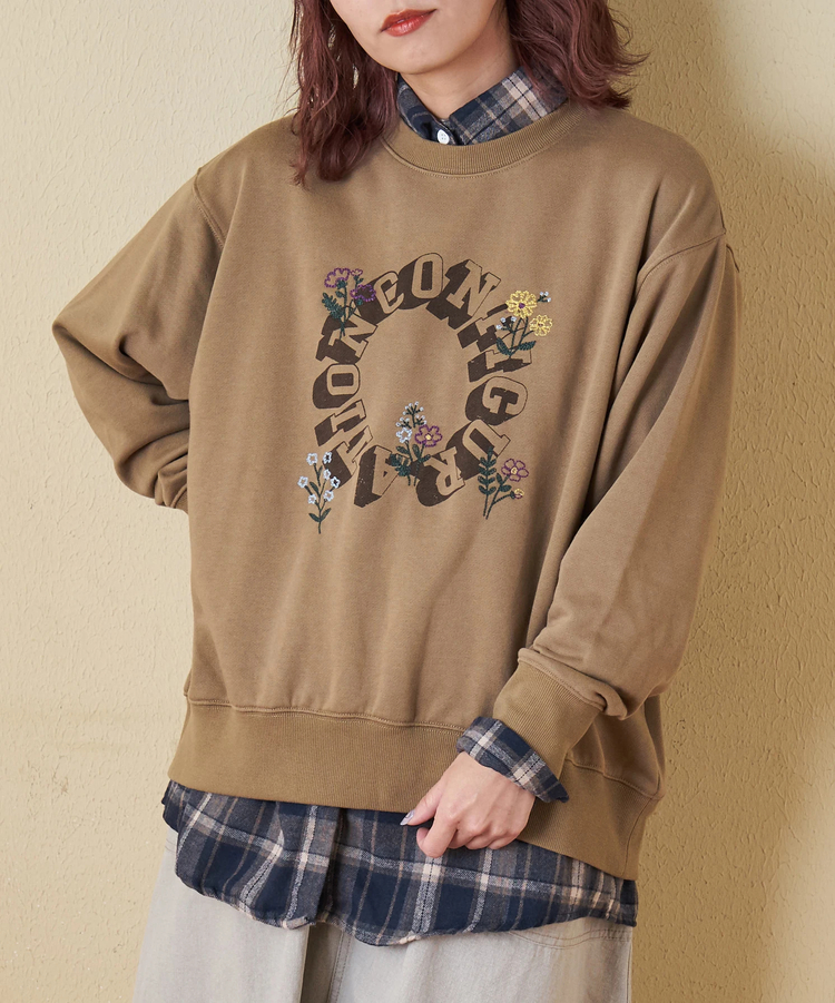 CUBE SUGAR(キューブシュガー) |【秋冬新作】TC裏毛 プリント × 刺繍 プルオーバー スウェット