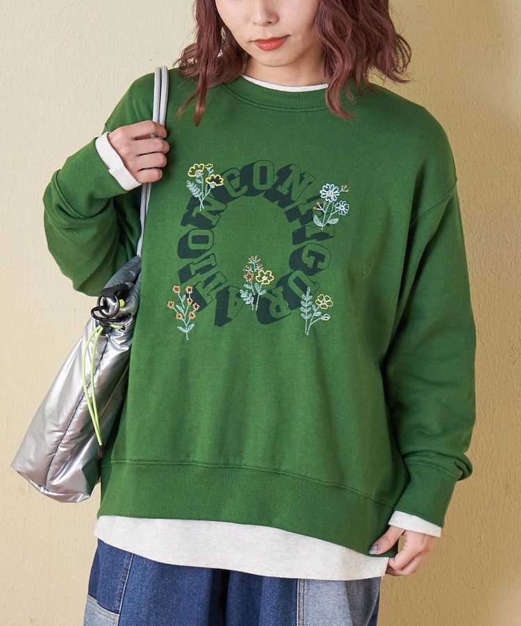 CUBE SUGAR(キューブシュガー) |【秋冬新作】TC裏毛 プリント × 刺繍 プルオーバー スウェット