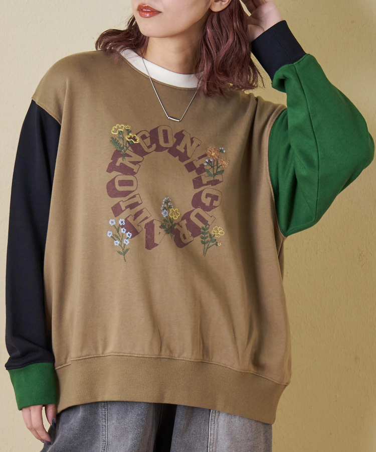 CUBE SUGAR(キューブシュガー) |【秋冬新作】TC裏毛 プリント × 刺繍 プルオーバー スウェット