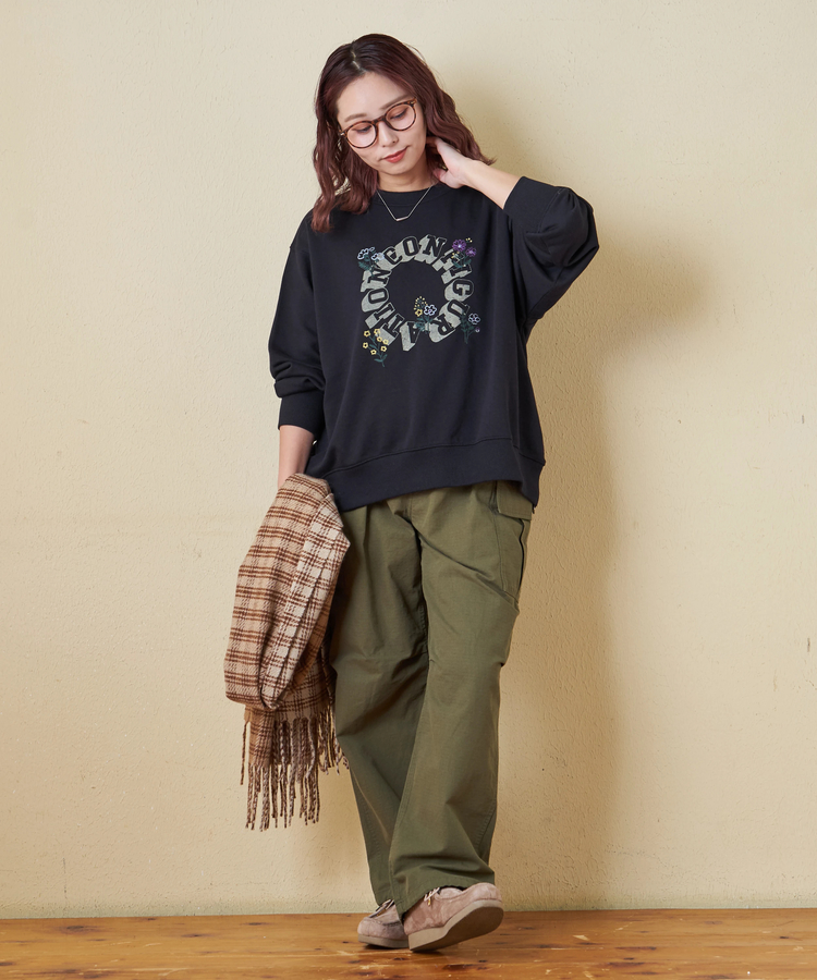 CUBE SUGAR(キューブシュガー) |【秋冬新作】TC裏毛 プリント × 刺繍 プルオーバー スウェット