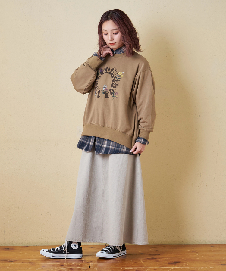 CUBE SUGAR(キューブシュガー) |【秋冬新作】TC裏毛 プリント × 刺繍 プルオーバー スウェット