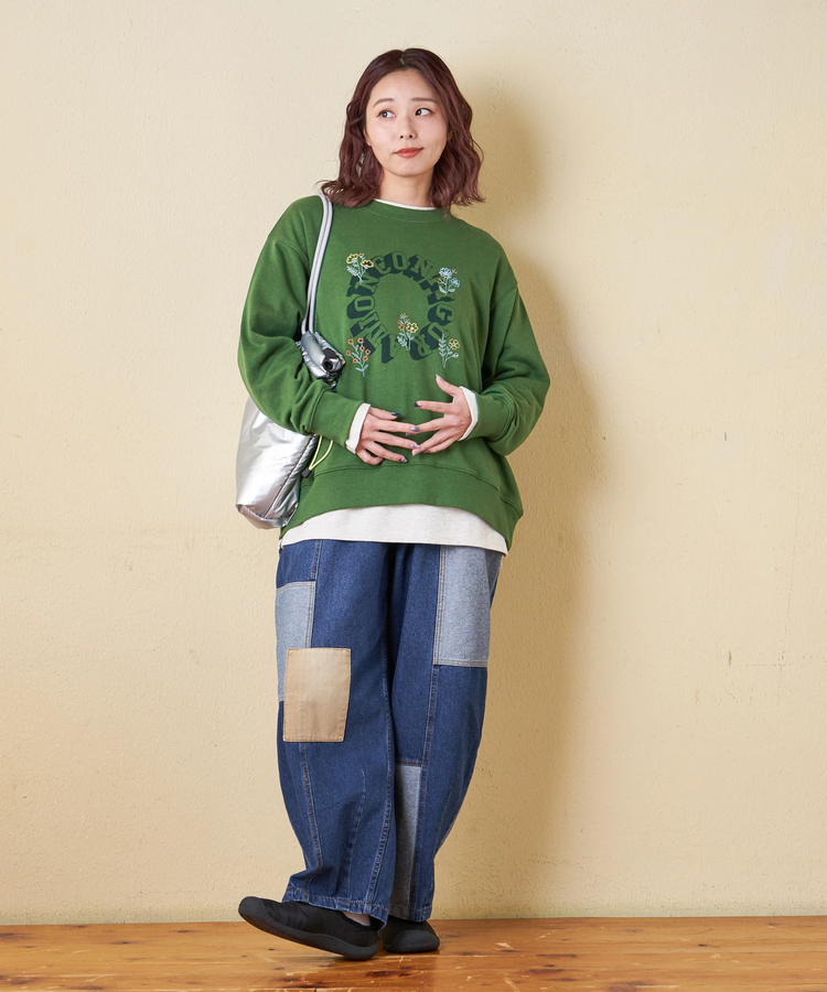 CUBE SUGAR(キューブシュガー) |【秋冬新作】TC裏毛 プリント × 刺繍 プルオーバー スウェット