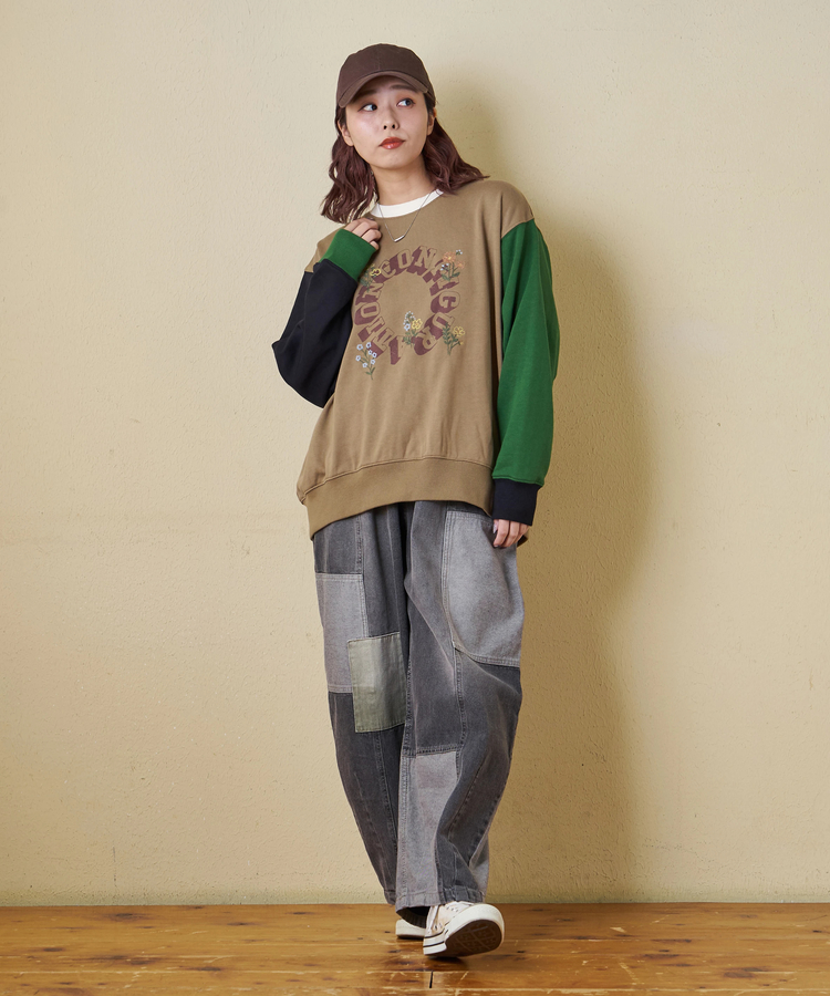 CUBE SUGAR(キューブシュガー) |【秋冬新作】TC裏毛 プリント × 刺繍 プルオーバー スウェット